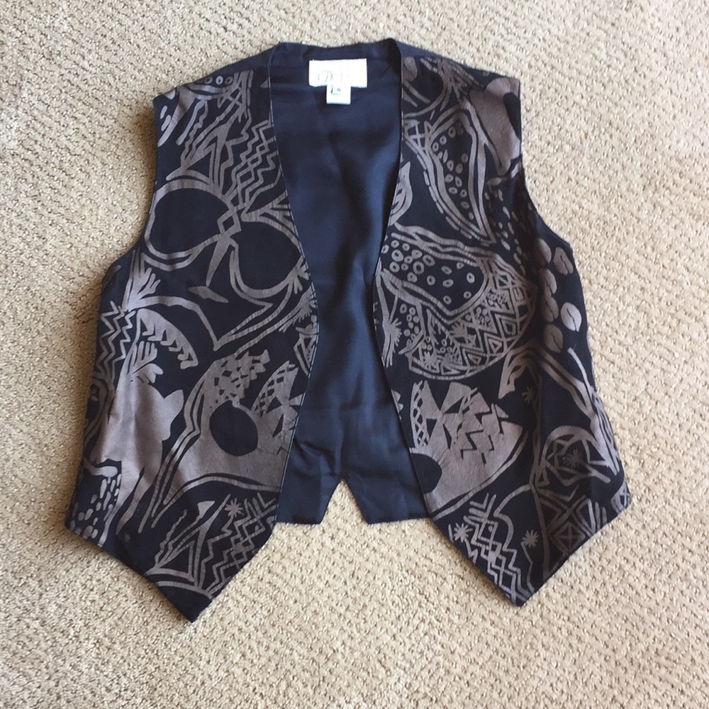 Women’s Black and Brown Leather Vest